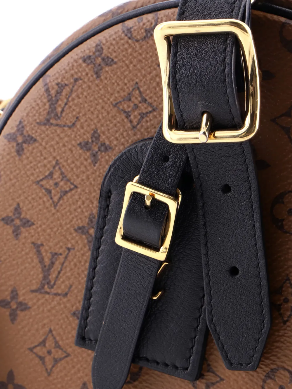 Pre-owned Louis Vuitton Petite Boite Chapeau Bag Reverse Monogram Canvas Shoulder Bag In Black