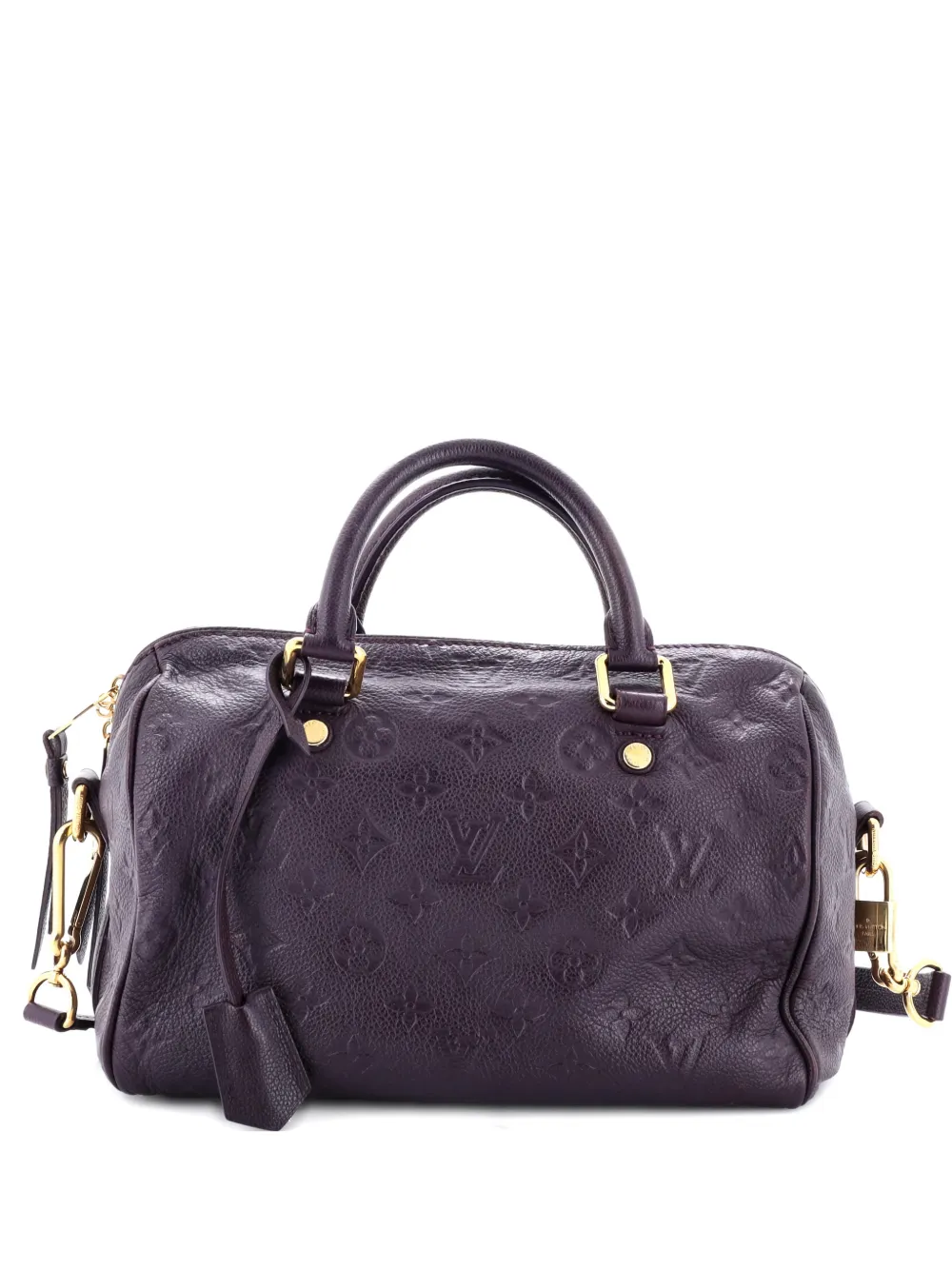 Pre-owned Louis Vuitton Speedy Bandouliere Bag Monogram Empreinte Leather 25 Shoulder Bag In Purple