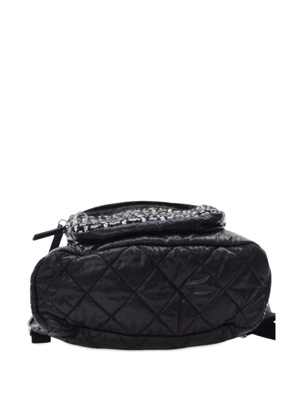 Pre-owned Chanel 2020 Nylon And Tweed Coco Neige Backpack In Black
