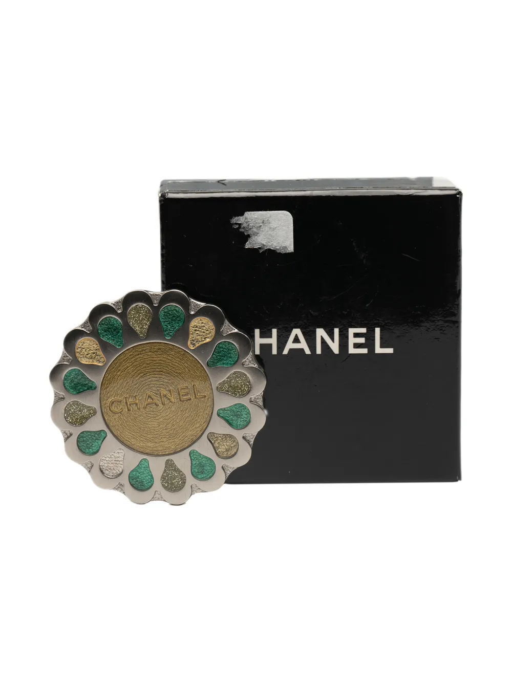 Pre-owned Chanel 1999 Silver Plated Medallion Floral Brooch Costume Brooch In Multi