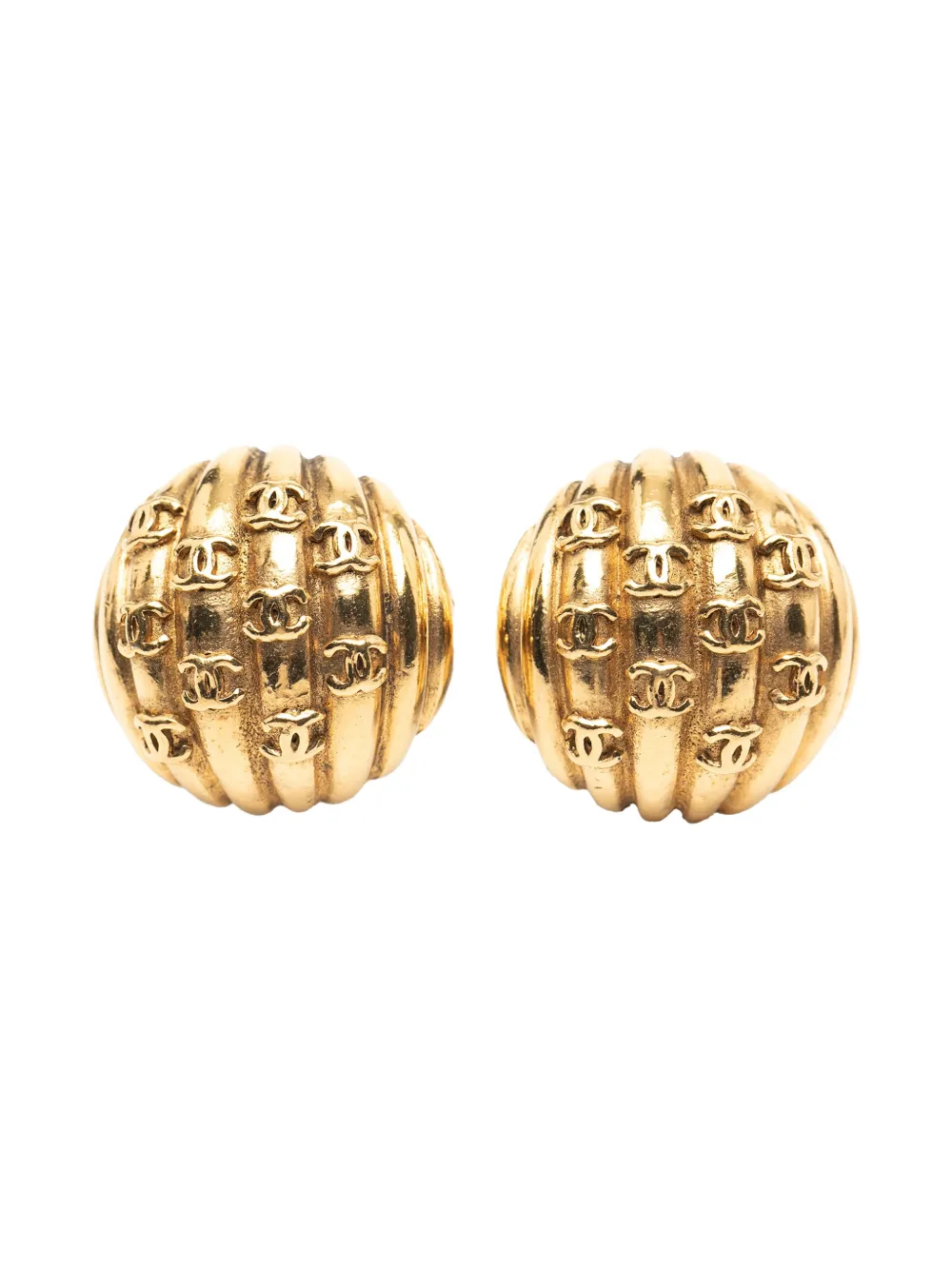 CHANEL Pre-Owned aretes redondos bañados en oro con logo CC 1980-1990 | dorado | Image 1