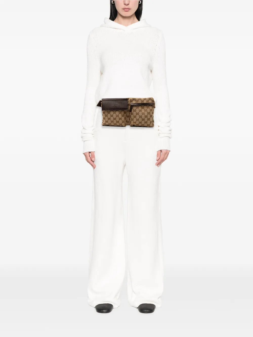 GUCCI Pre-owned 2000-2015 Gg Canvas Double Pocket Belt Bag In Brown