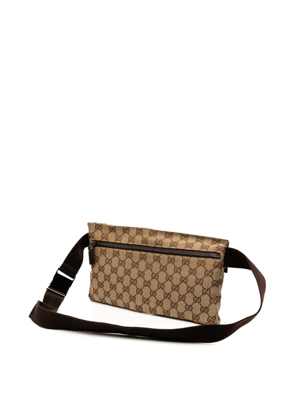GUCCI Pre-owned 2000-2015 Gg Canvas Double Pocket Belt Bag In Brown