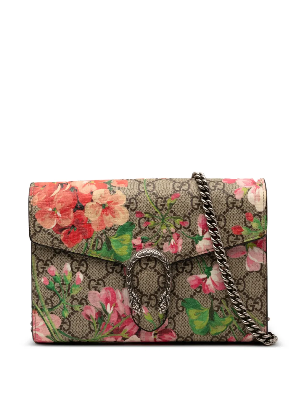 Gucci Pre-Owned 2016-2025 GG Supreme Dionysus Blooms Chain Wallet crossbody bag - Marrone