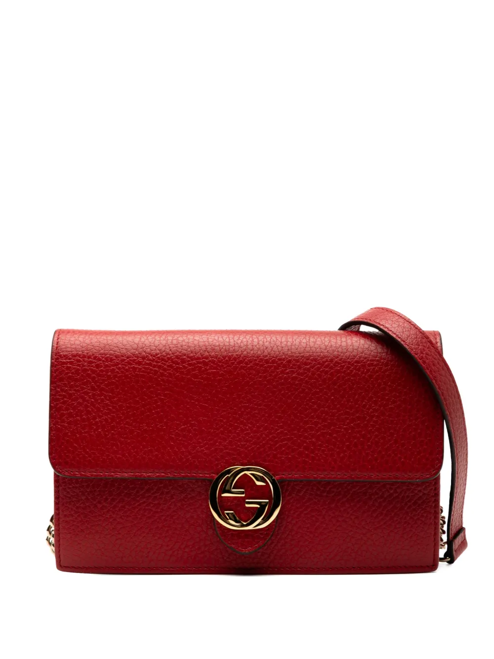 Gucci Pre-Owned 2000-2015 Leather Interlocking G Dollar Wallet on Chain crossbody bag - Rosso