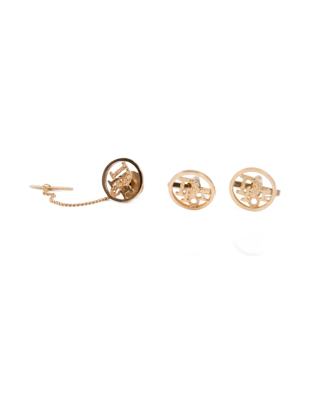 Christian Dior Pre-Owned 1990s logo cuff-links tie tack pin set - Oro