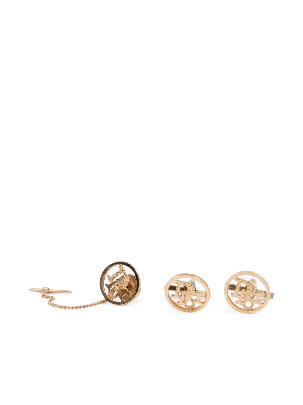 Christian Dior Pre-Owned 1990s logo cuff-links tie tack pin set | Gold | Image 1