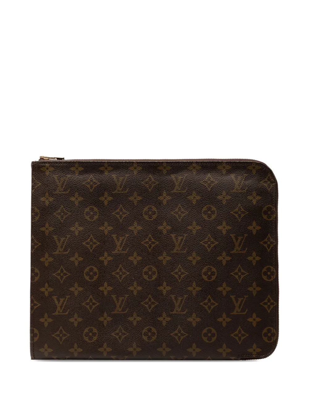 Pre-owned Louis Vuitton 1991 Monogram Poche Documents Portfolio 30 Clutch Bag In Brown