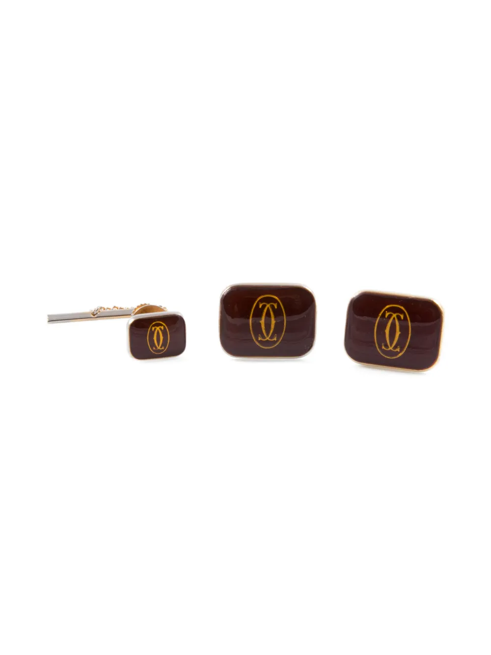 Cartier 1980s logo link set | Brown | Image 1