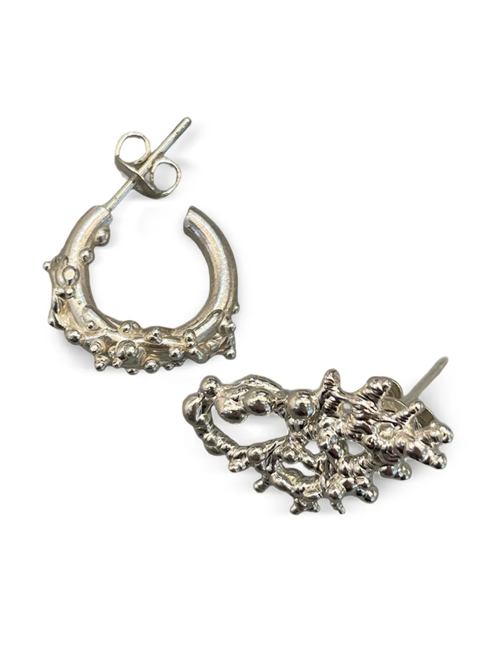 Alga Jewelry Creole Coral oorbellen - Zilver