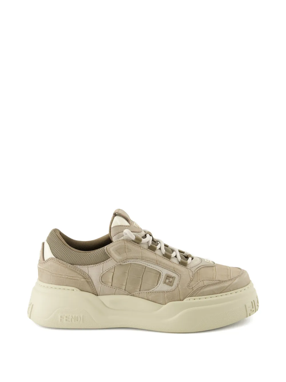 FENDI Force crocodile-effect logo sneakers | Grey | Image 1