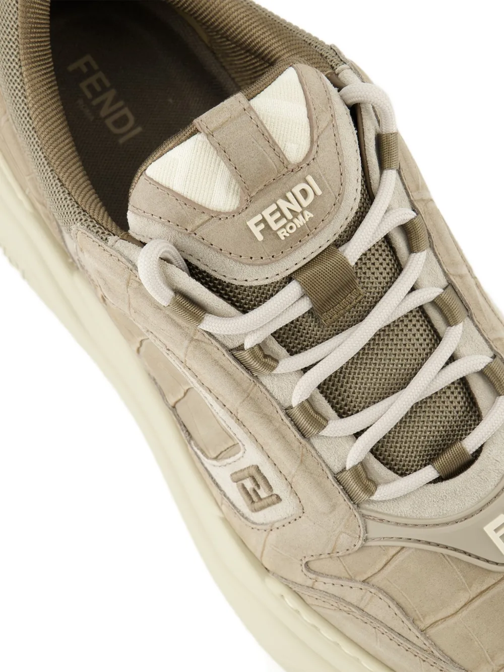FENDI Force sneakers met krokodillen-reliëf en logo Grijs