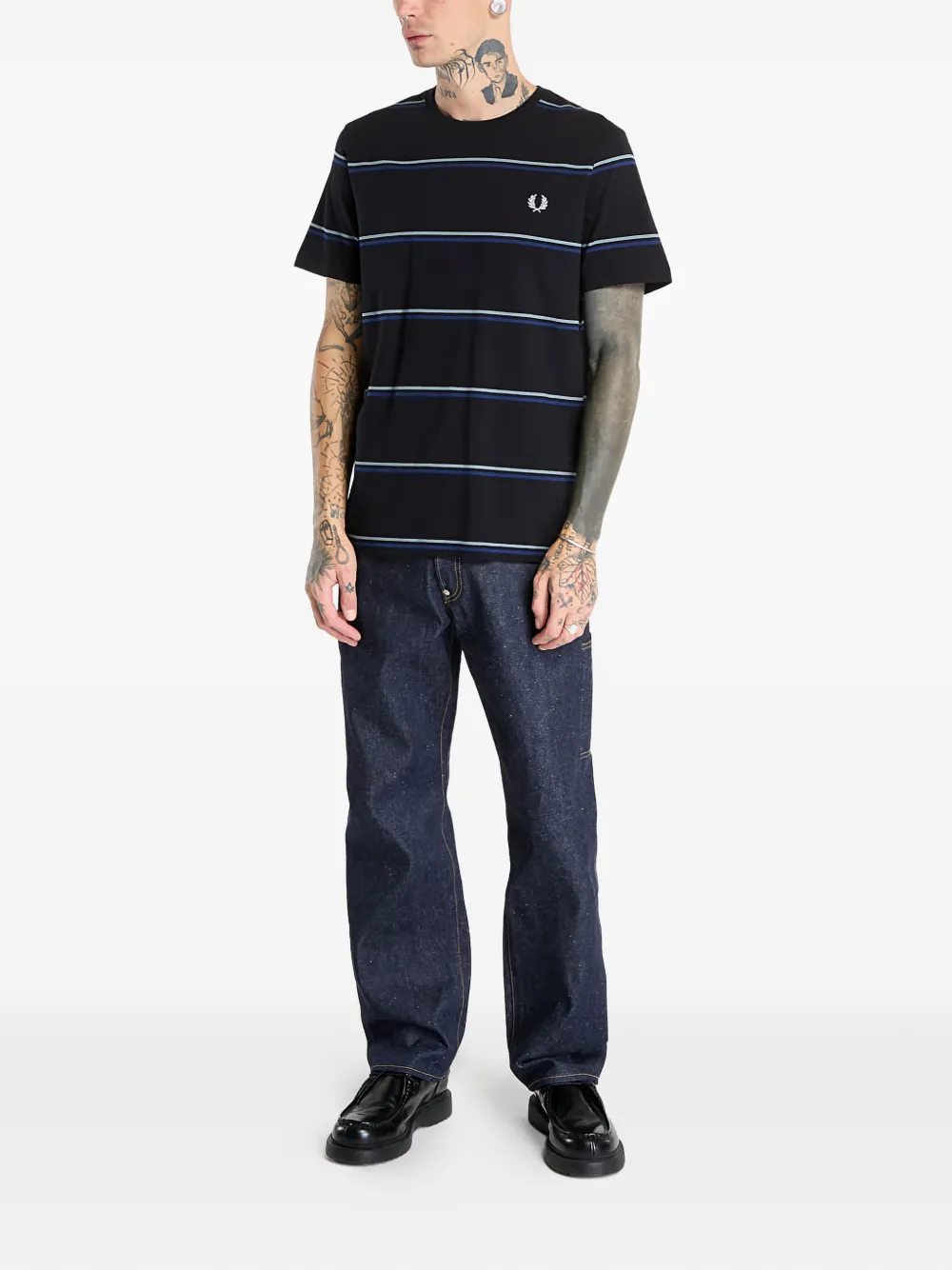Fred Perry Fine Stripe T-shirt - Zwart