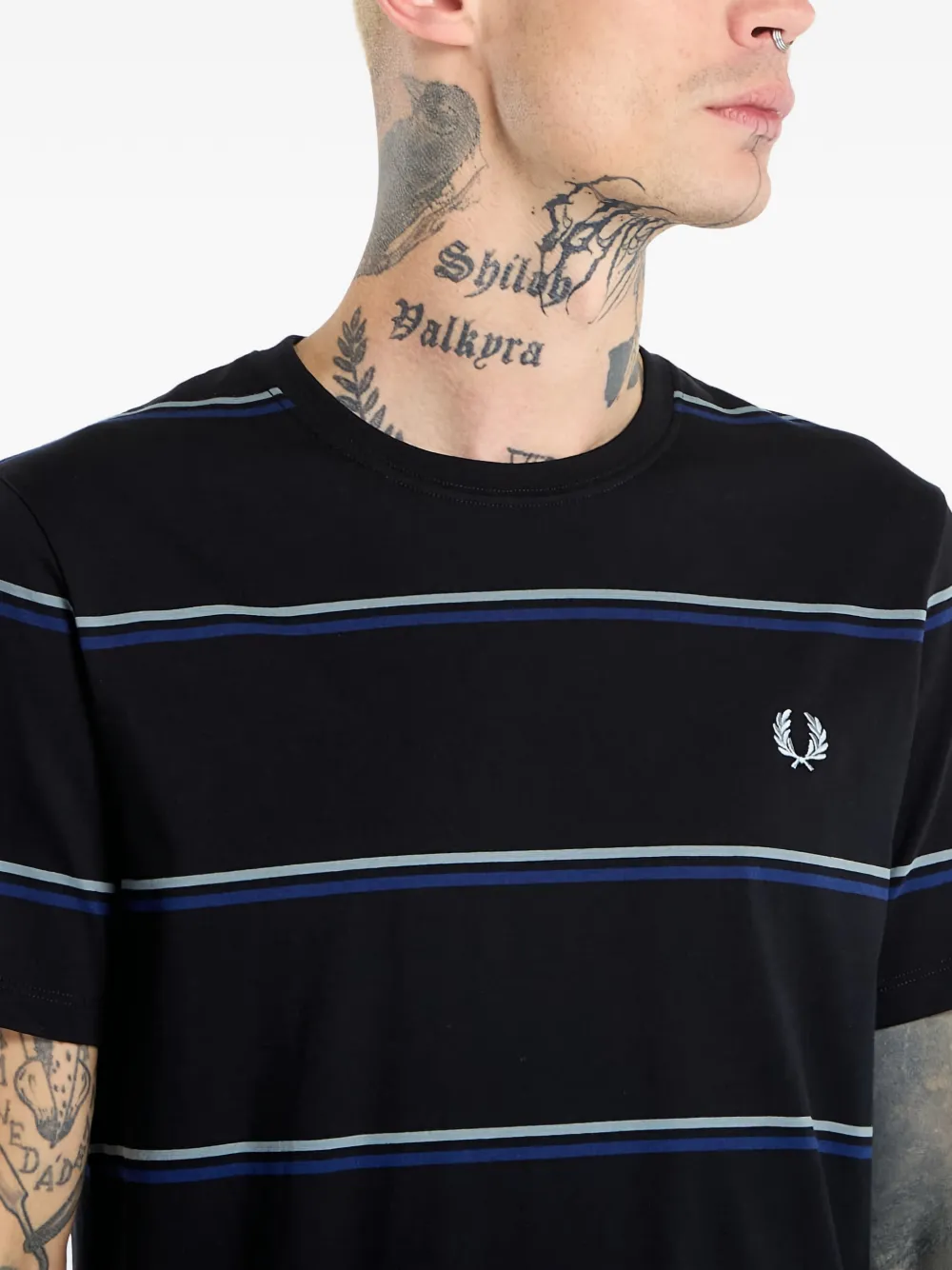 Fred Perry Fine Stripe T-shirt In Black