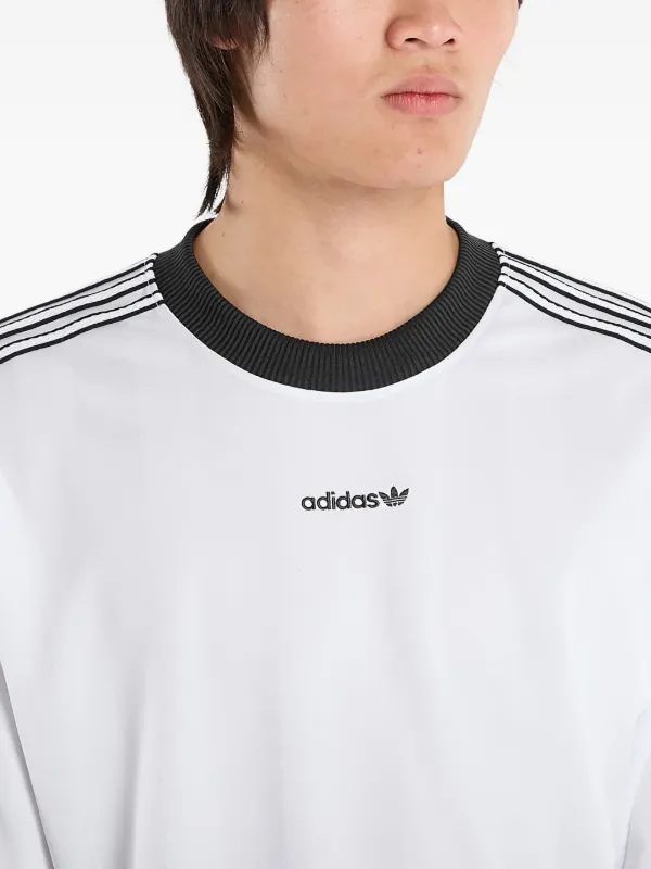 Adidas long-sleeve stripe-detail T-shirt | White | FARFETCH ZA