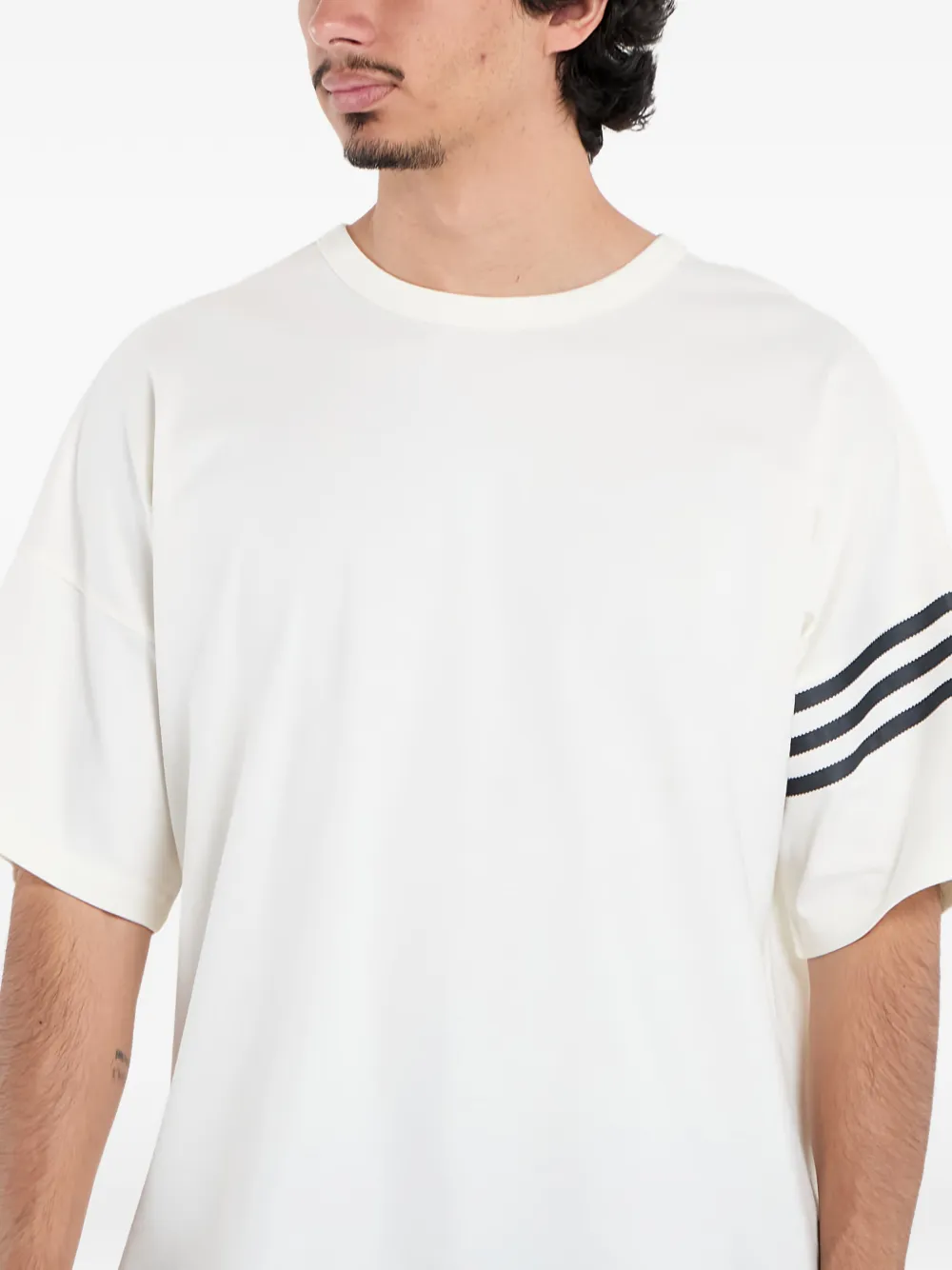 adidas logo-embroidery T-shirt Wit