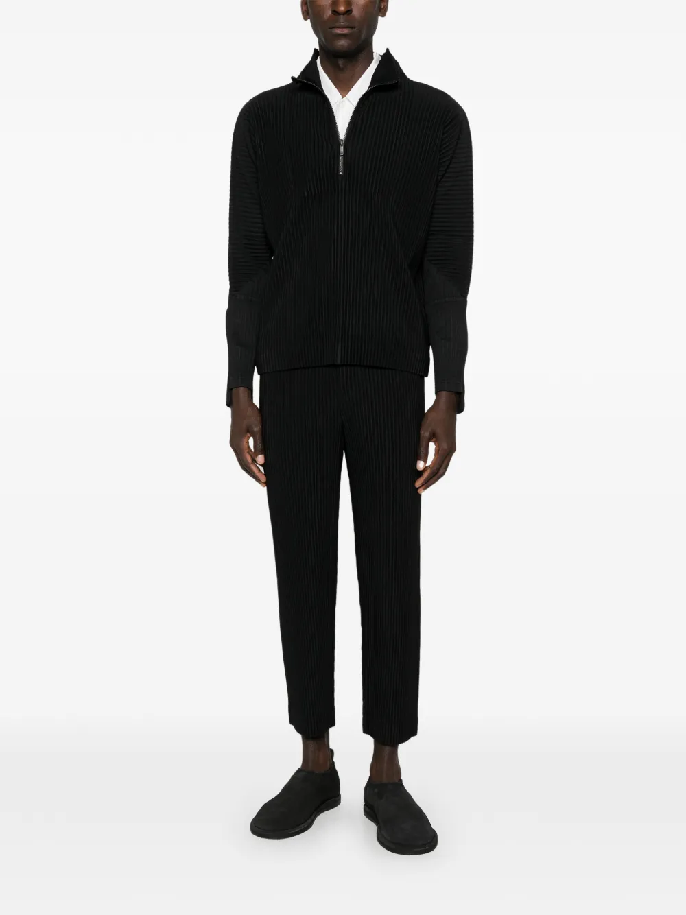 Homme Plissé Issey Miyake zip pleated top - Zwart
