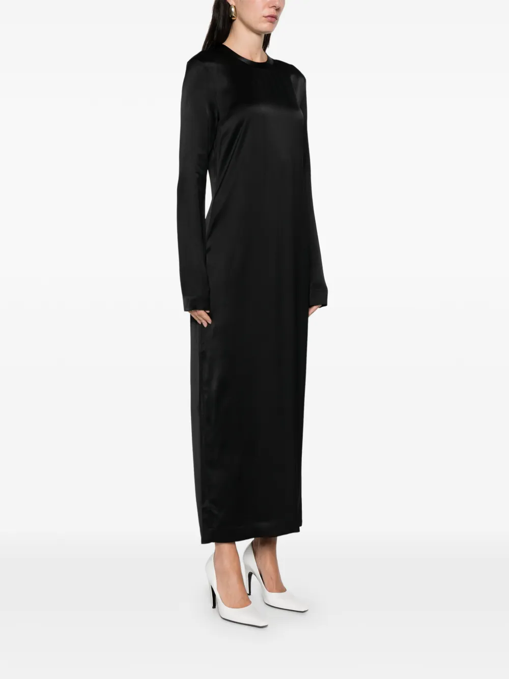 Totême Satin Maxi Dress In Black