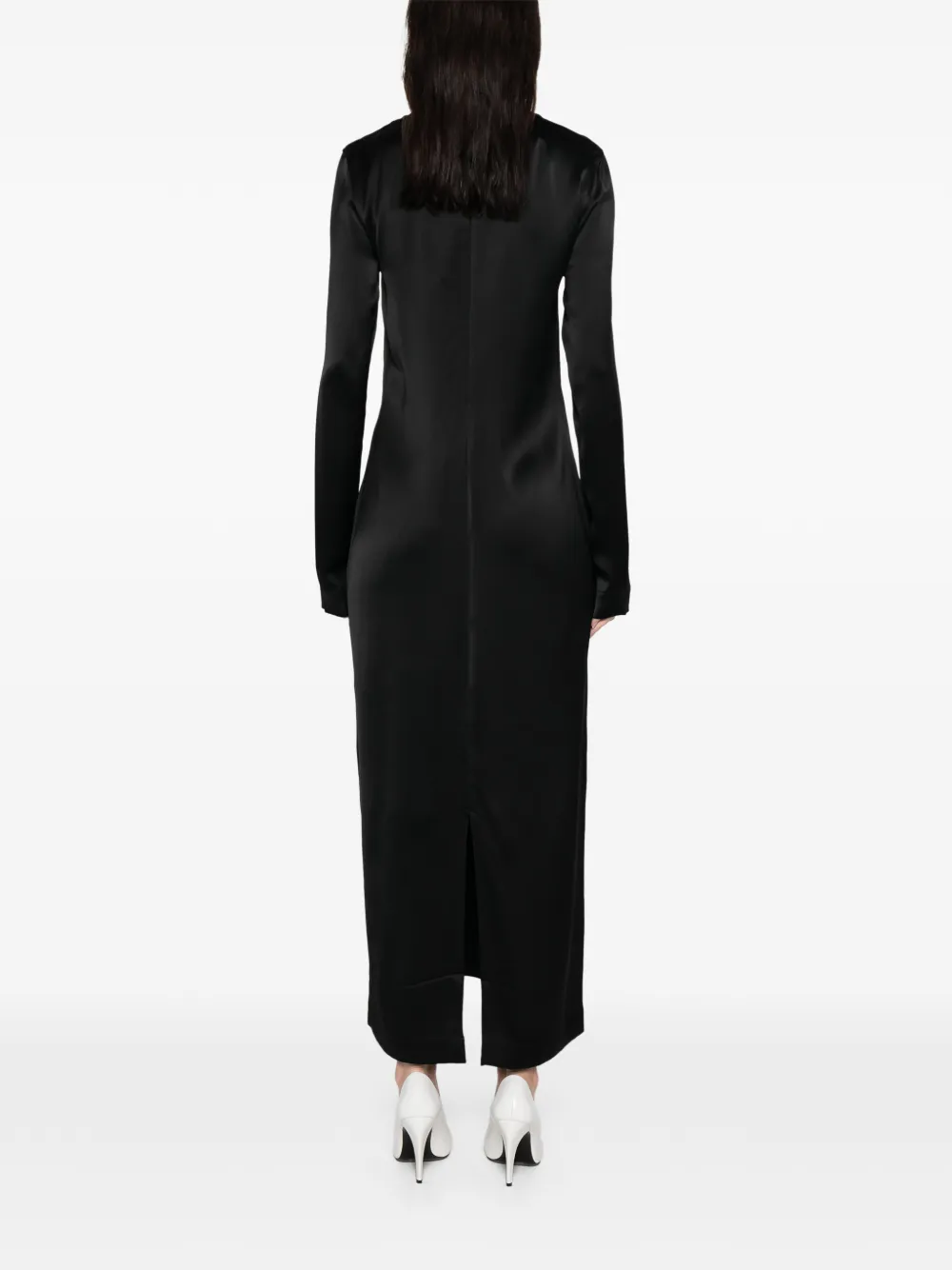 Totême Satin Maxi Dress In Black