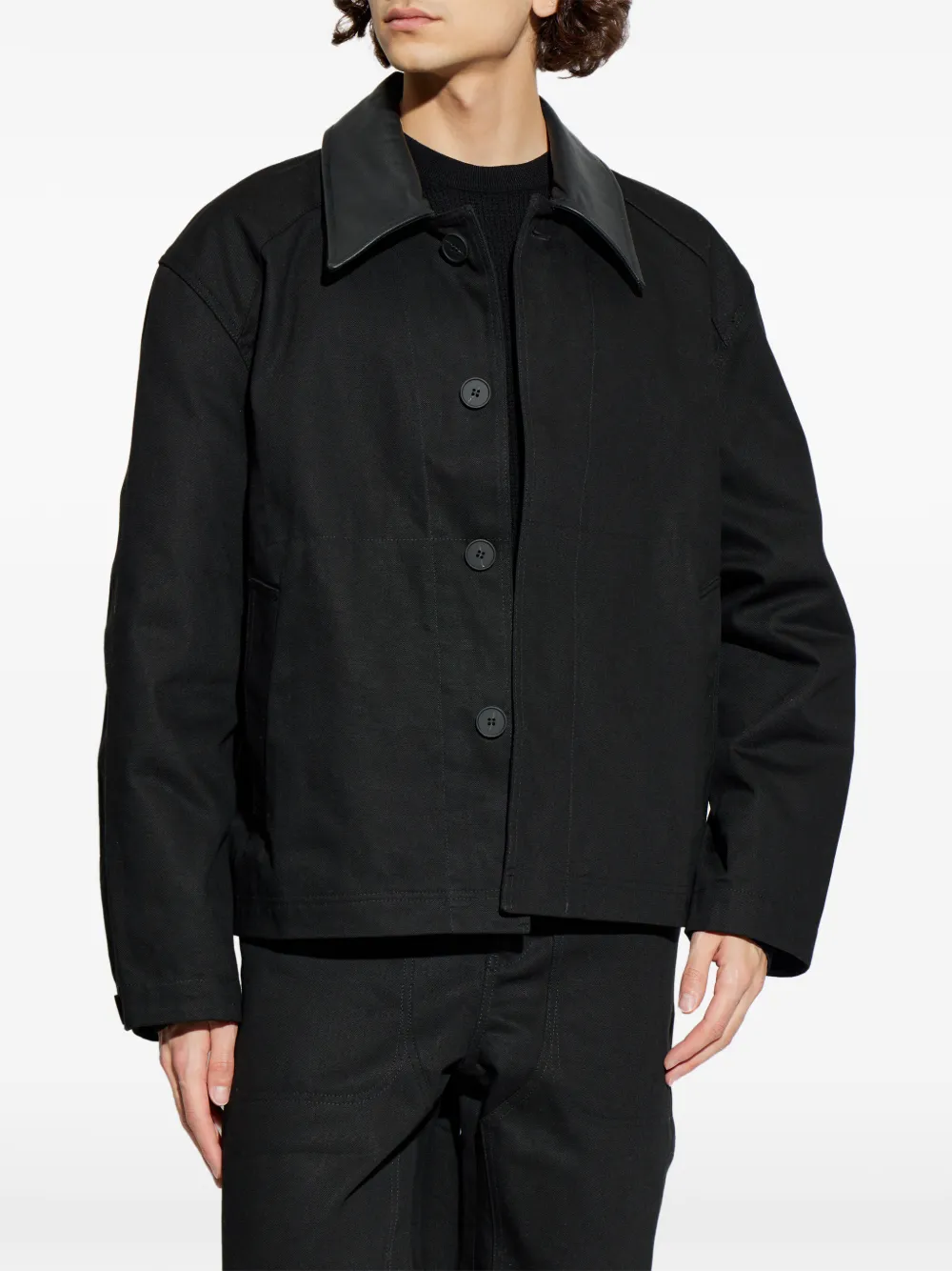 Studio Nicholson Dover Long-sleeve Overshirt In Black
