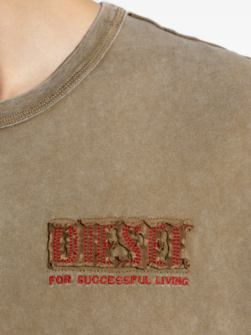 Diesel T-RAWJUST-V1 gerafeld T-shirt Beige
