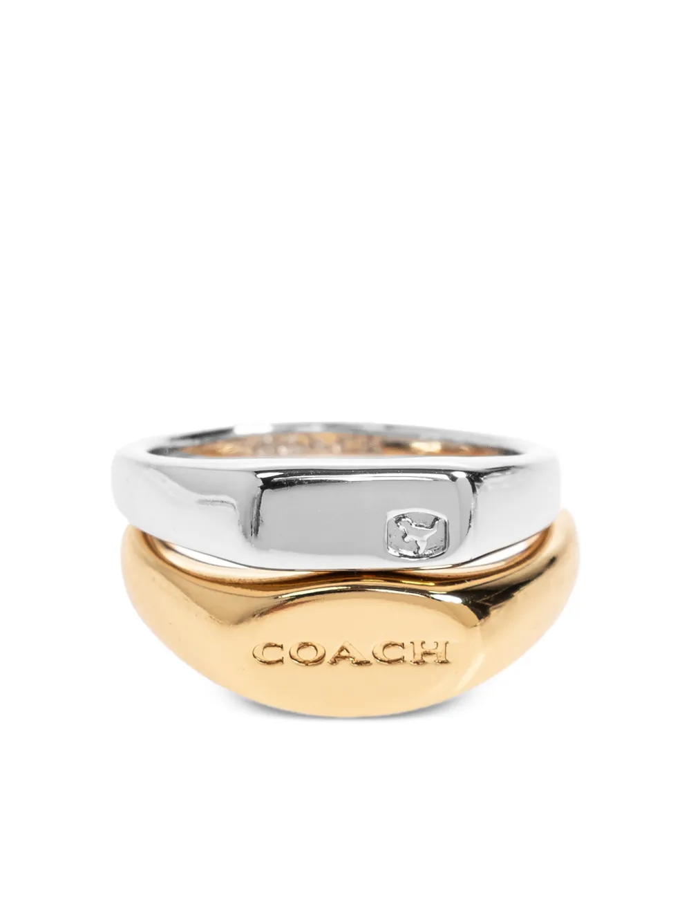 Coach set de dos anillos con placa del logo | plateado | Image 1