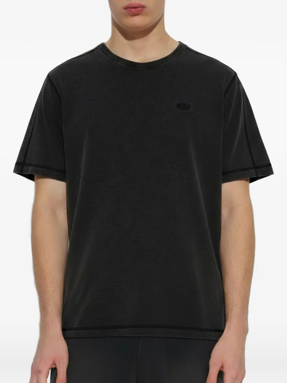 Diesel T-adjind-New T-shirt met logo-applicatie Zwart
