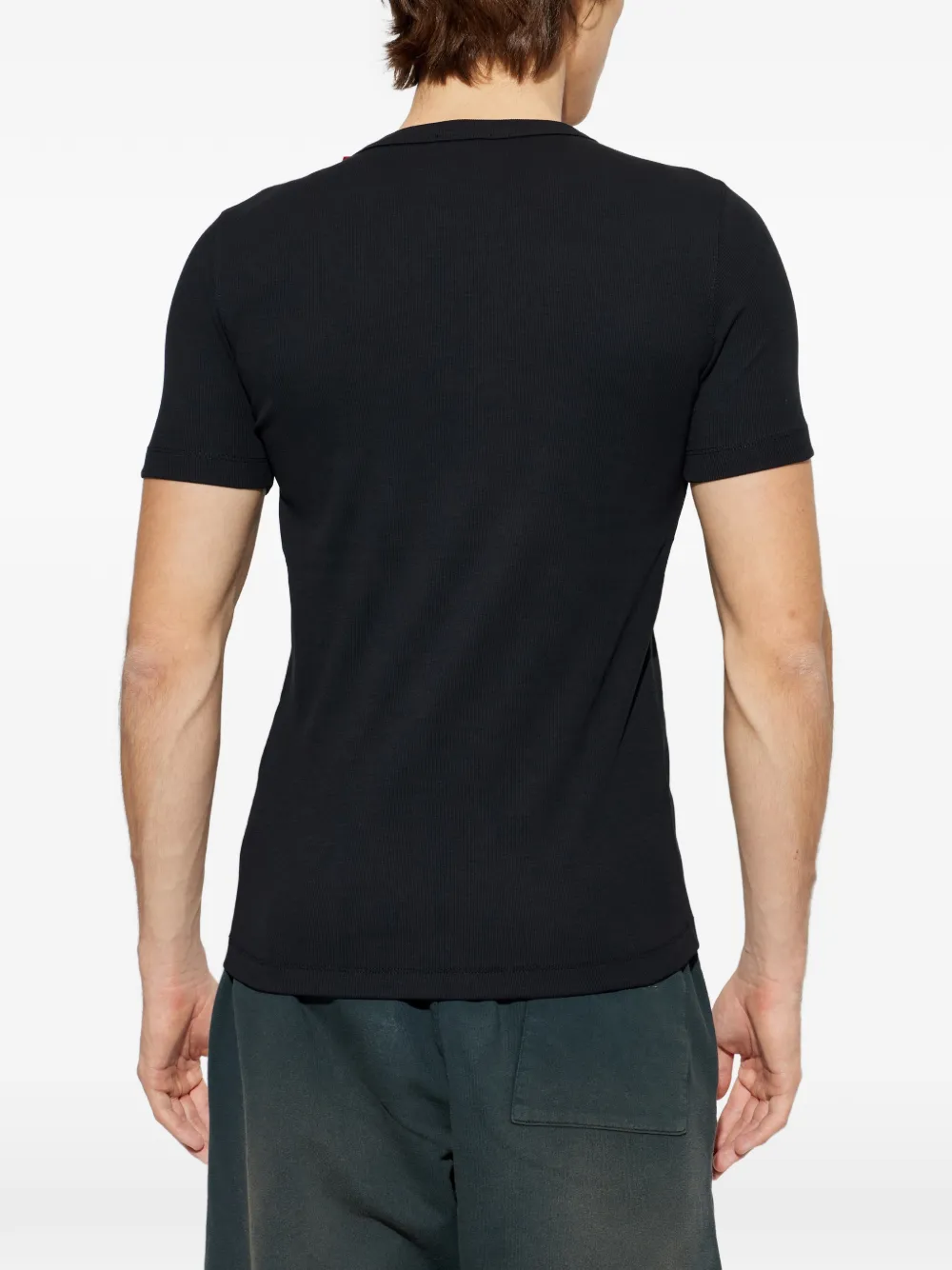 Diesel Geribbeld T-shirt met logodetail Zwart