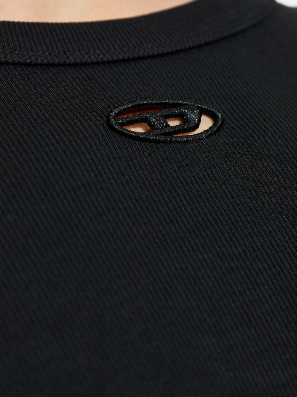 Diesel Geribbeld T-shirt met logodetail Zwart