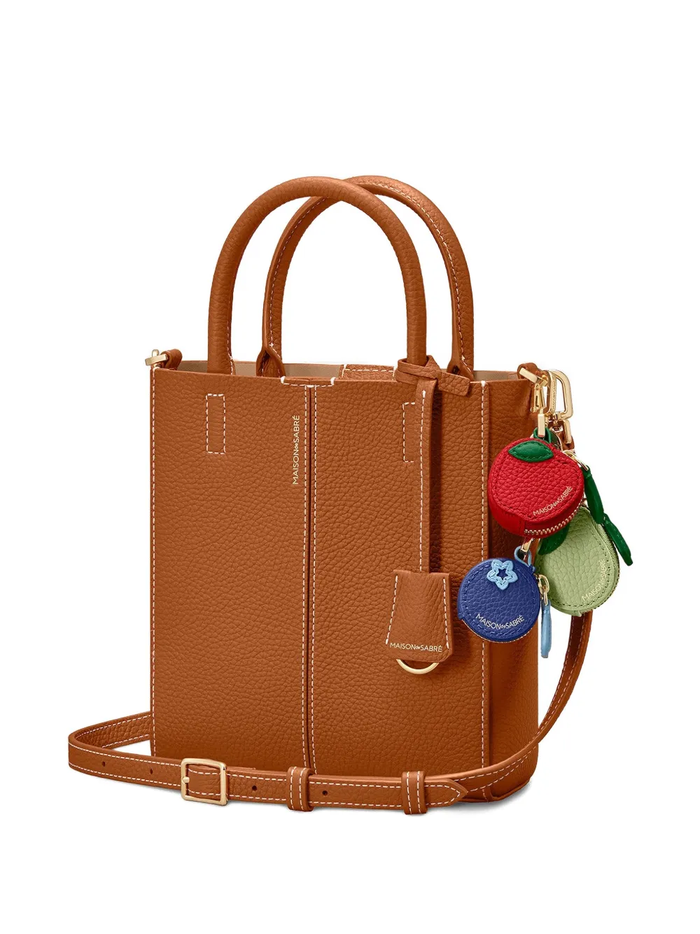 Maison De Sabre Mini Rolled Handles Leather Soft Tote In Brown