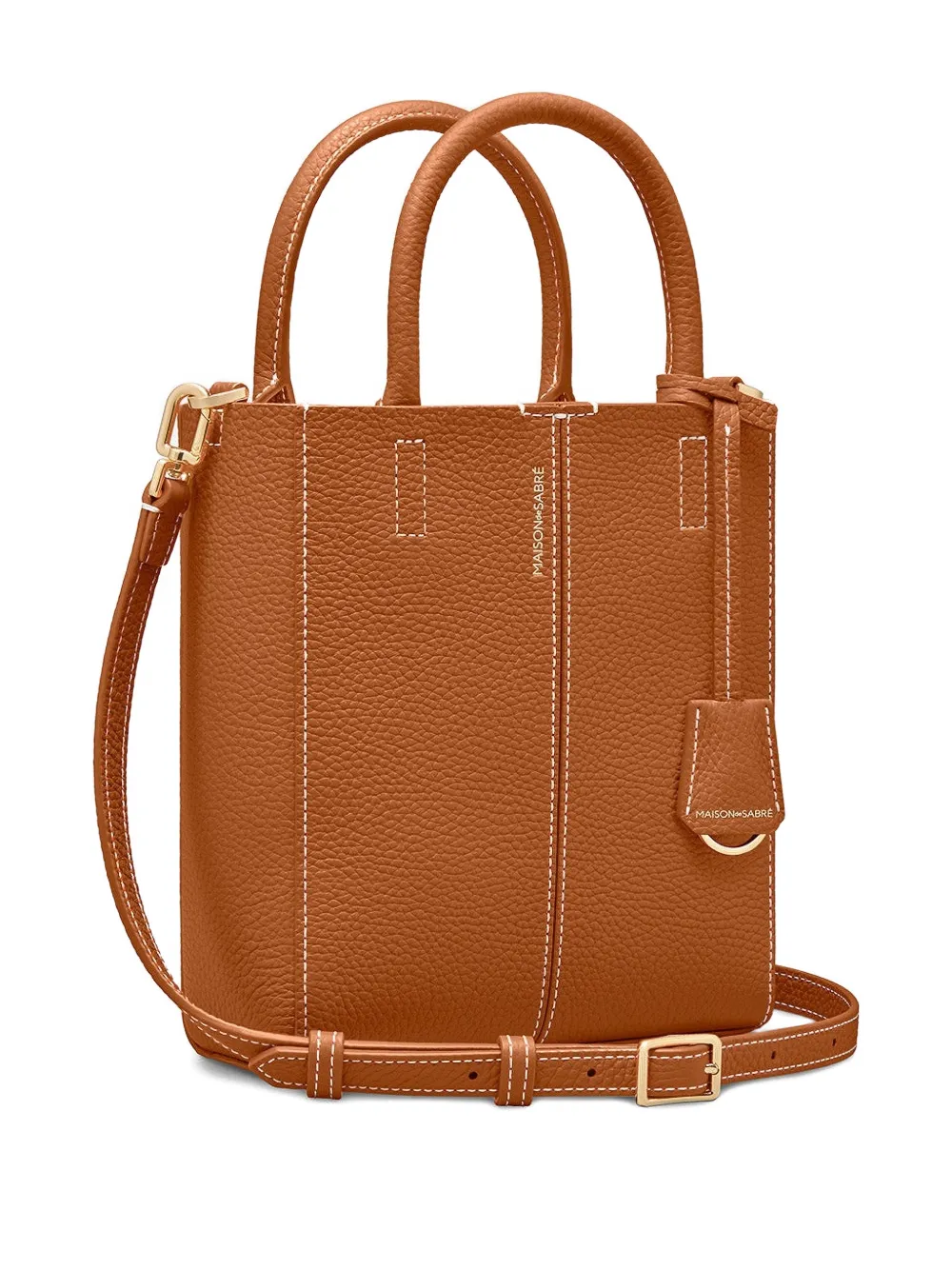Maison De Sabre Mini Rolled Handles Leather Soft Tote In Brown