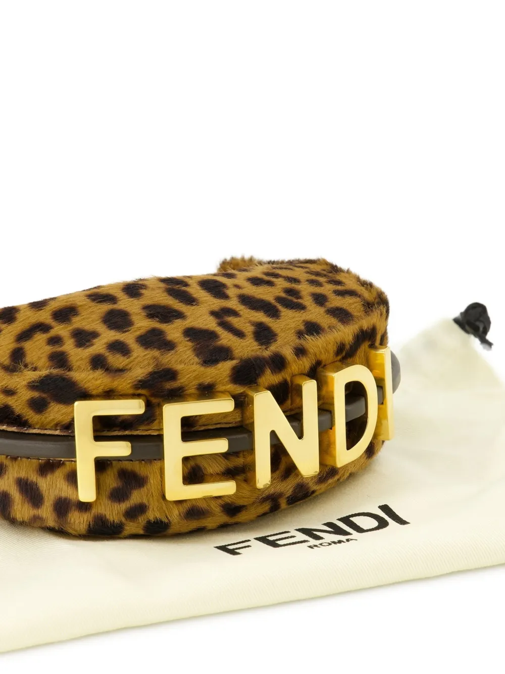 FENDI graphy nano logo-lettering leopard mini bag Bruin
