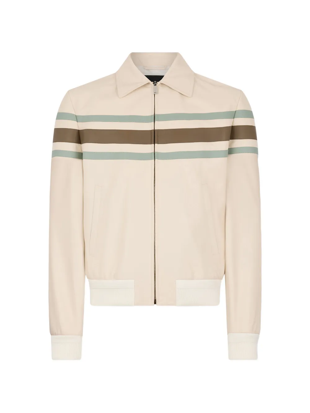 Dsquared2 Preppy Striped Leather Jacket In Neutral