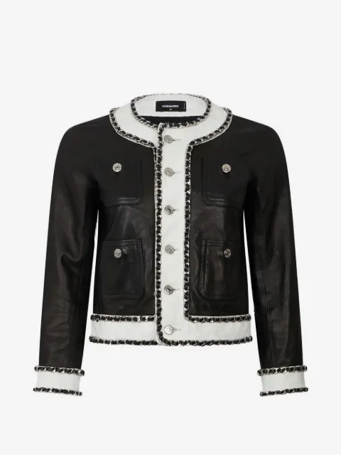 DSQUARED2 排扣皮质夹克