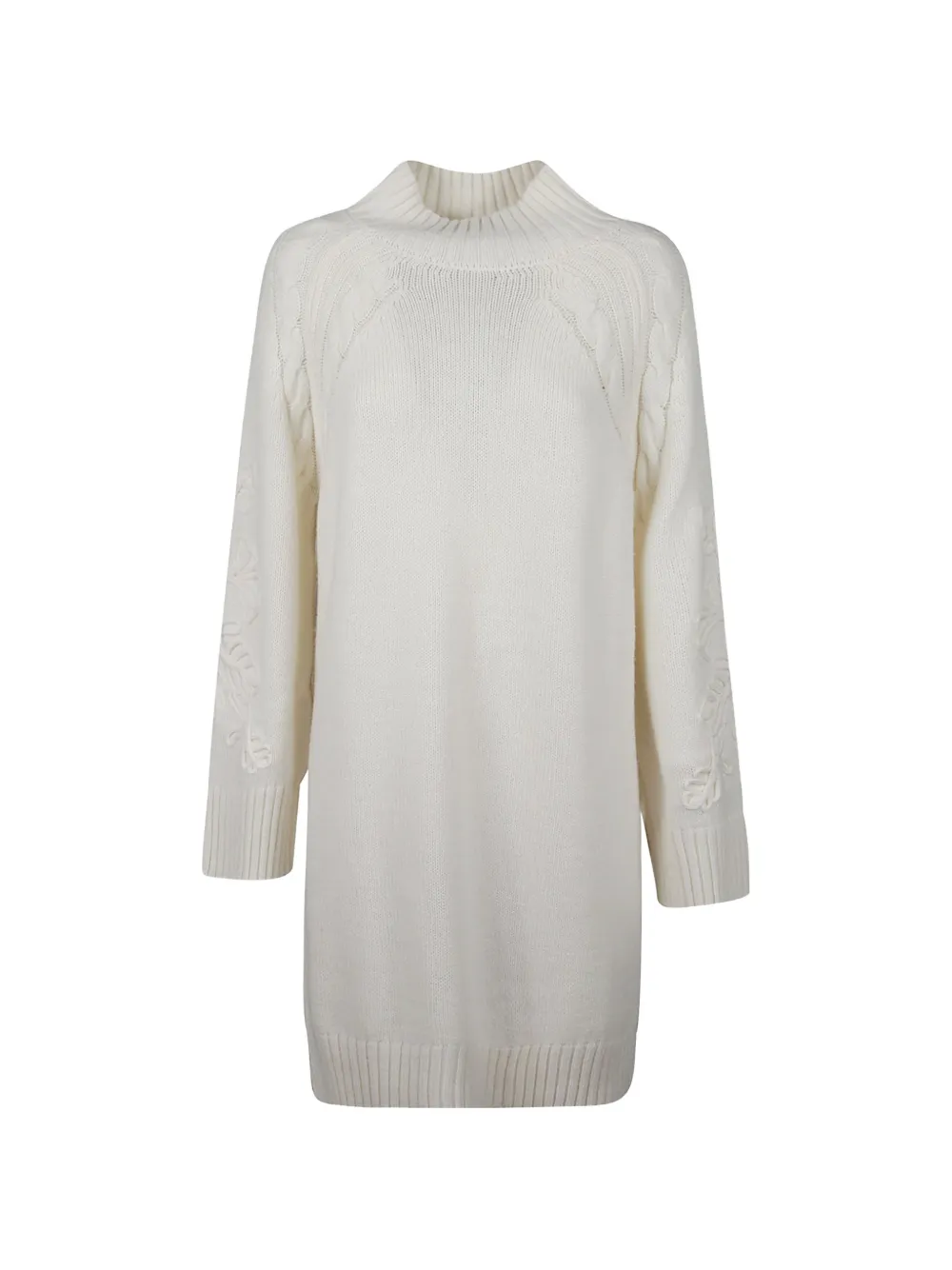ERMANNO FIRENZE cable-knit embroidered dress - Bianco