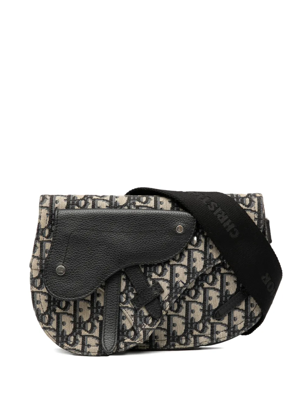 DIOR Pre-owned 2019 Oblique Canvas Saddle Messenger Bag Crossbody Bag In Blue