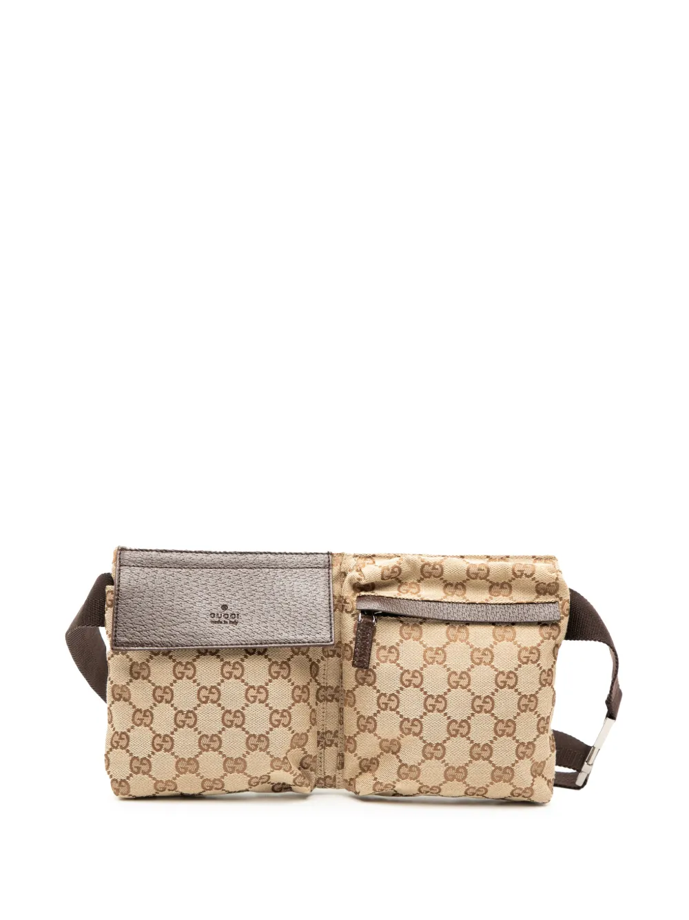 GUCCI Pre-owned 2000-2015 Gg Canvas Double Pocket Belt Bag In Brown