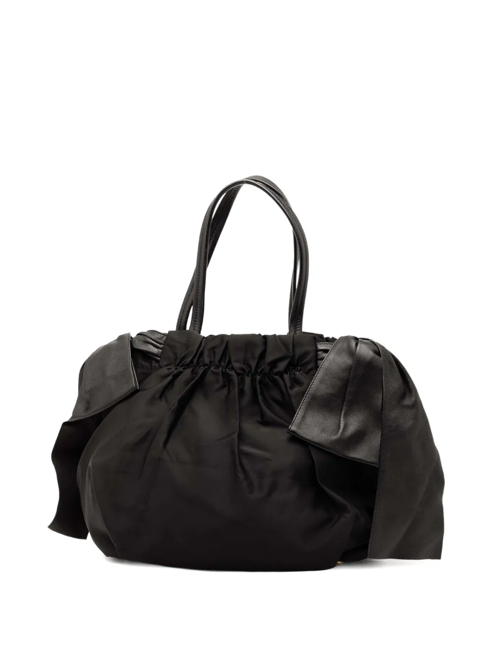Click to view more detailed imagery on our partner's website Pre-owned Prada 2013-2025 Tessuto Logo Bow Satchel In Black