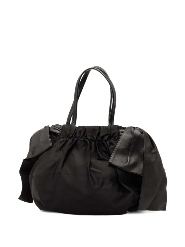 Prada Pre-Owned 2013-2025 Tessuto Logo Bow Satchel | Black