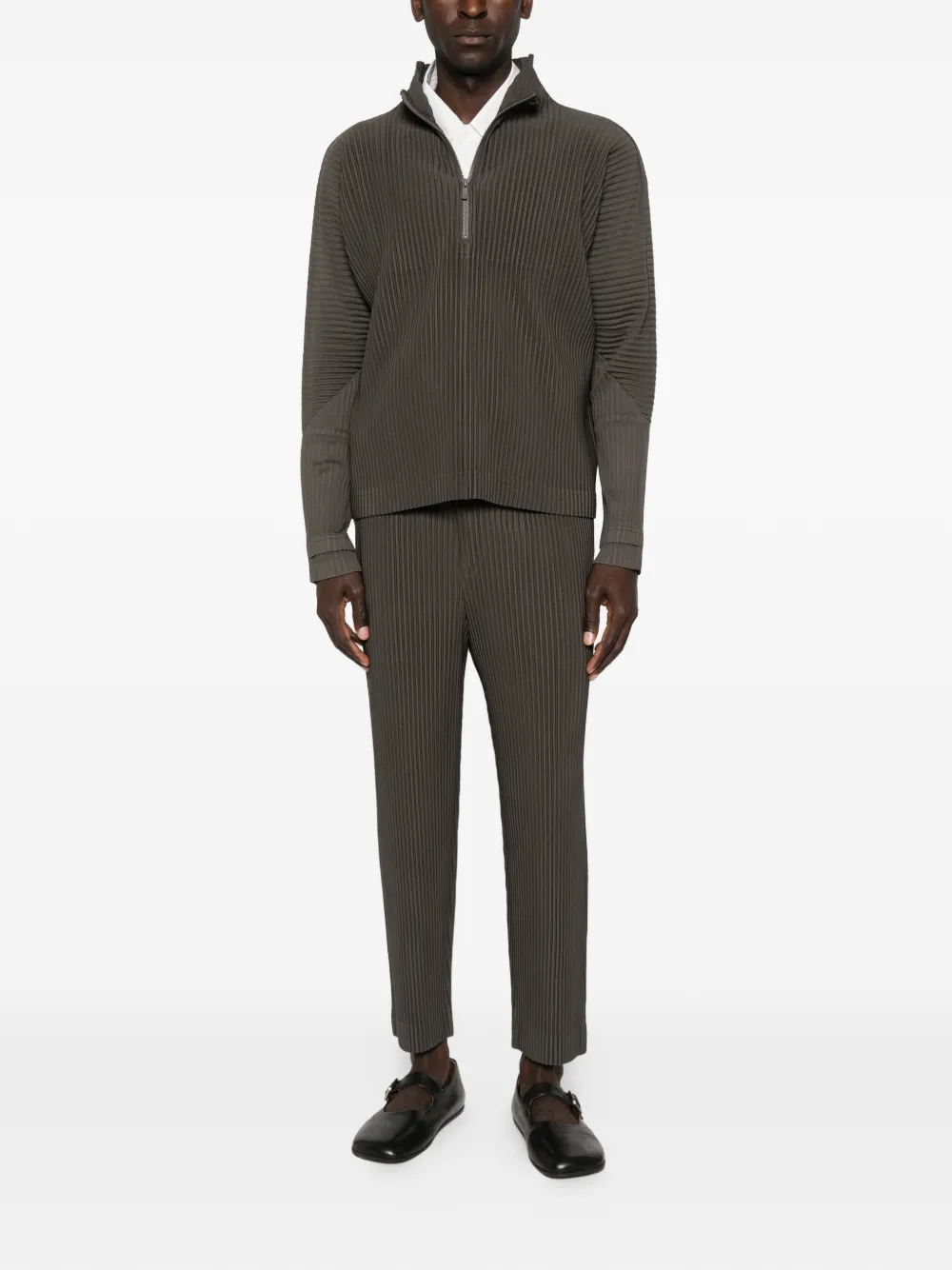 Homme Plissé Issey Miyake zip-up pleated top - Groen