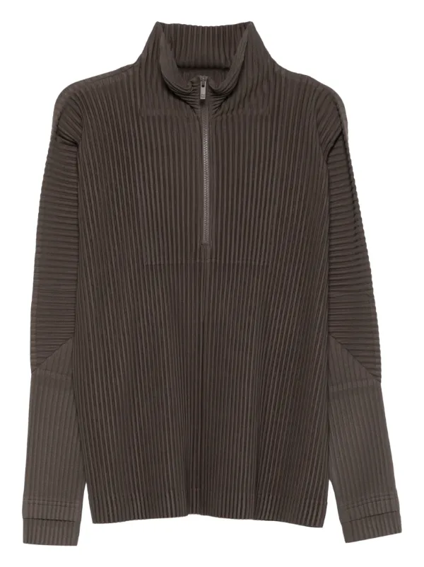 Homme Plissé Issey Miyake zip-up Pleated Top | Green | FARFETCH