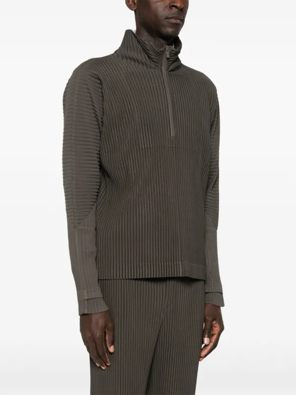 HOMME PLISSE issey miyake ジップアップ Homme Plissé Issey Miyake zip-up Pleated Top | Green | FARFETCH