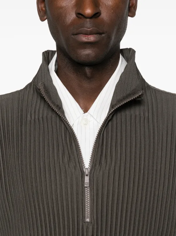 HOMME PLISSE ISSEY MIYAKE オムプリッセ トップス Homme Plissé Issey Miyake zip-up Pleated Top | Green | FARFETCH