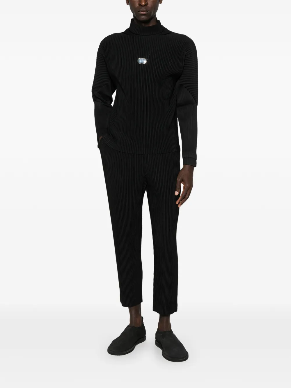 Homme Plissé Issey Miyake roll-neck ribbed top - Zwart