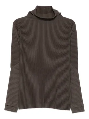 Homme Plissé Issey Miyake zip-up Pleated Top | Green | FARFETCH