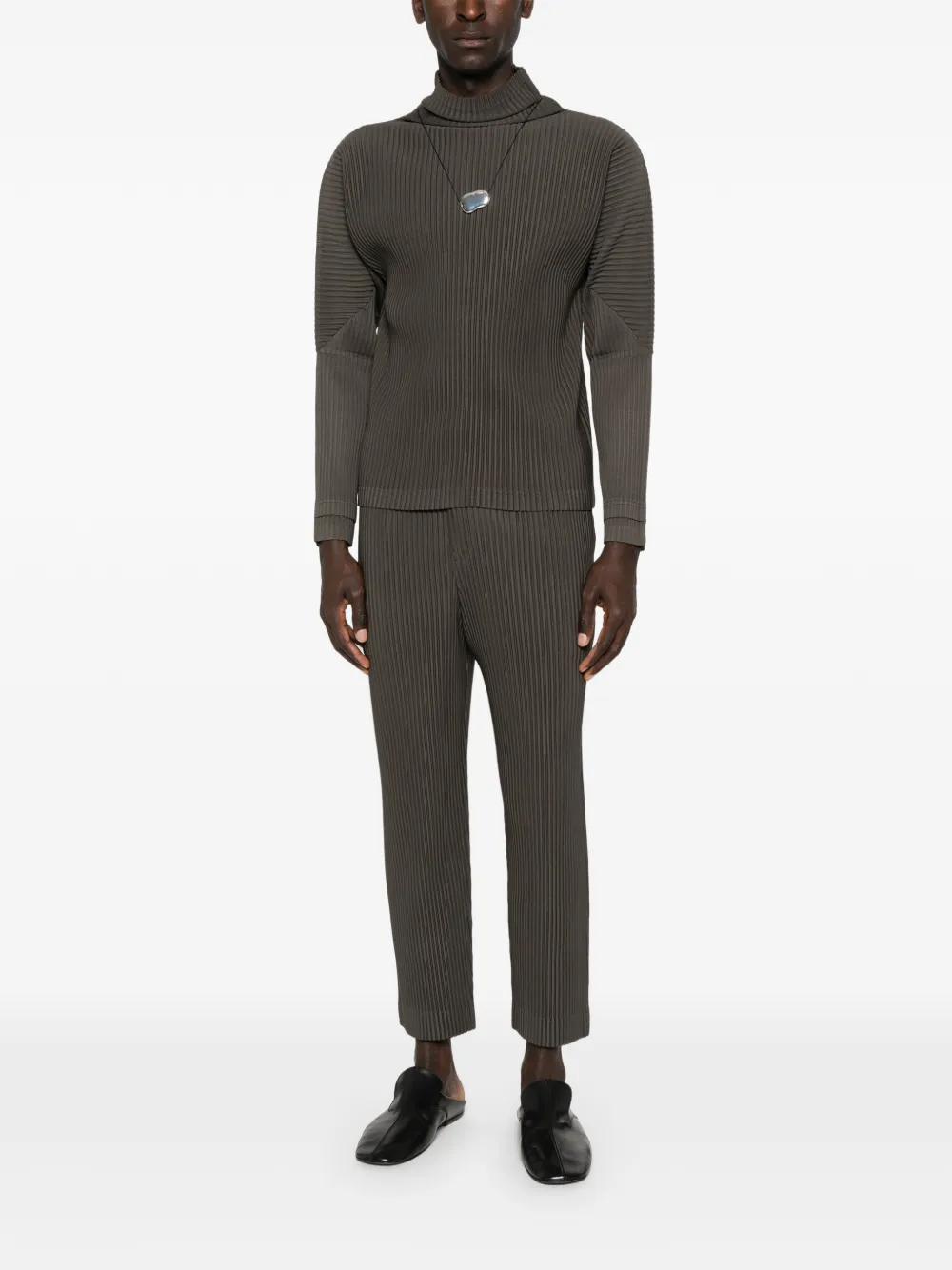 Homme Plissé Issey Miyake pleated roll-neck top - Groen