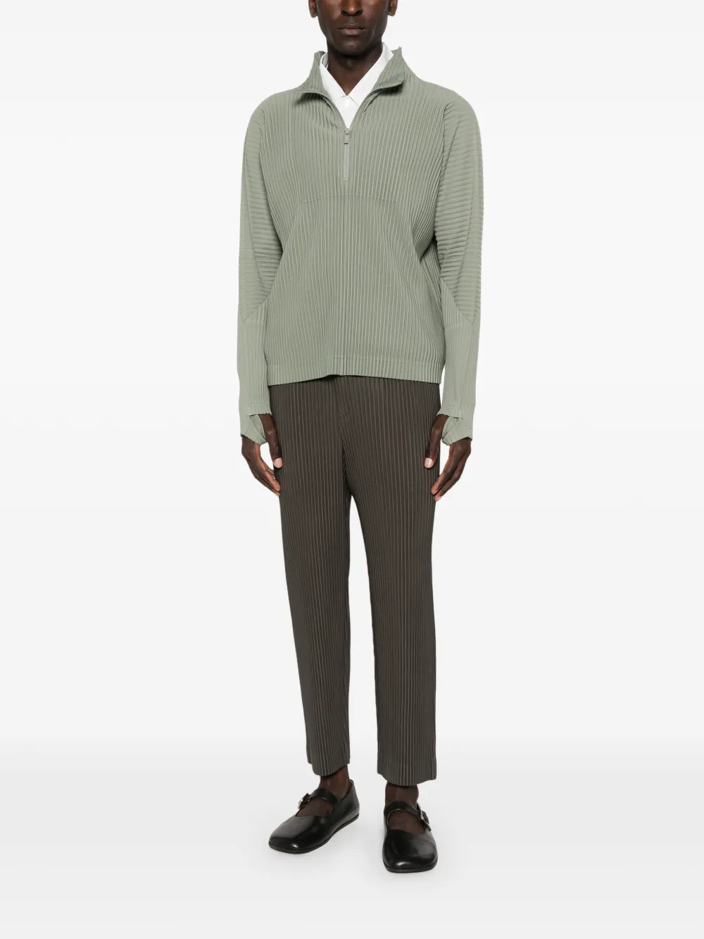 Homme Plissé Issey Miyake zip plissé top - Groen