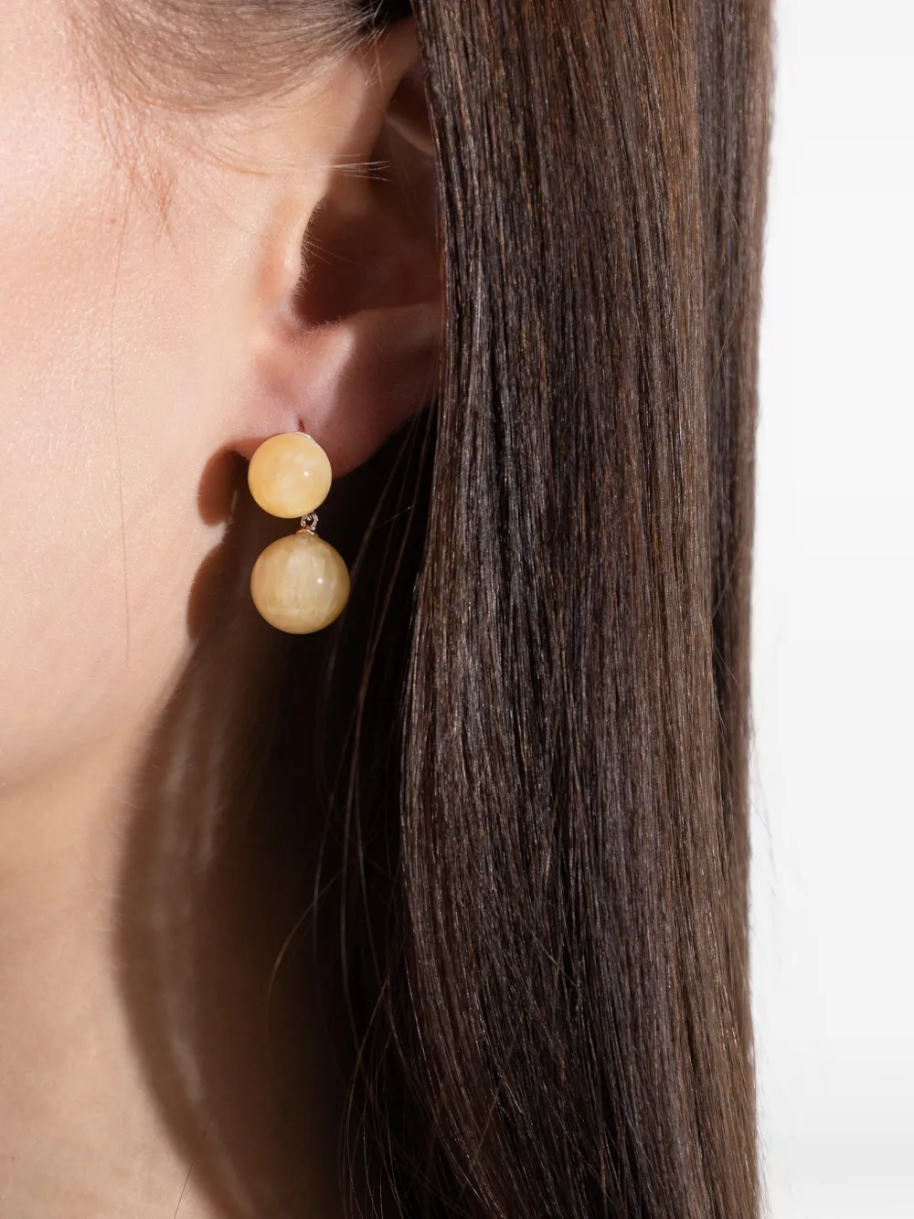 LIE STUDIO Hannah double-sphere earrings - Beige