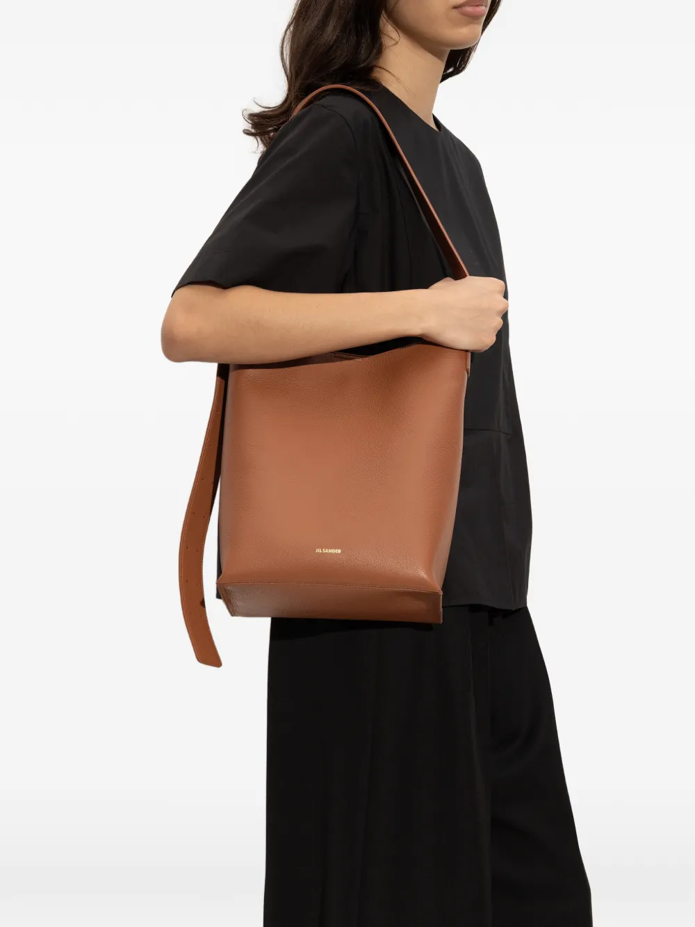 Jil Sander leather shoulder bag - Bruin