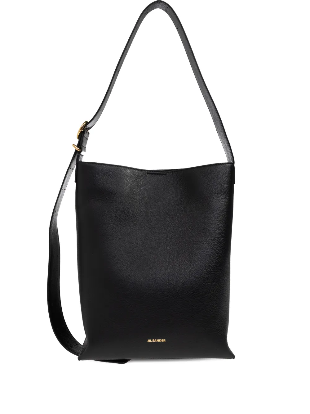 Jil Sander Small Leather Strap Shoulder Bag In Black